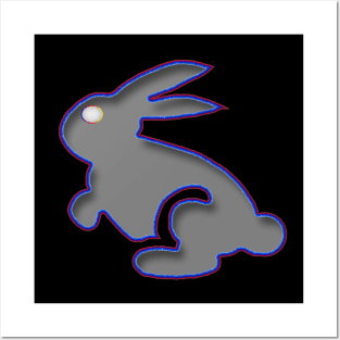 Neon Gray Rabbit of the Future Without the shows title Posters and Art